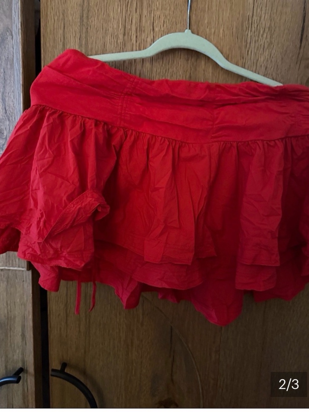 Source Unknown Red Tiered Ruffle Mini Skirt - Picture 2 of 3